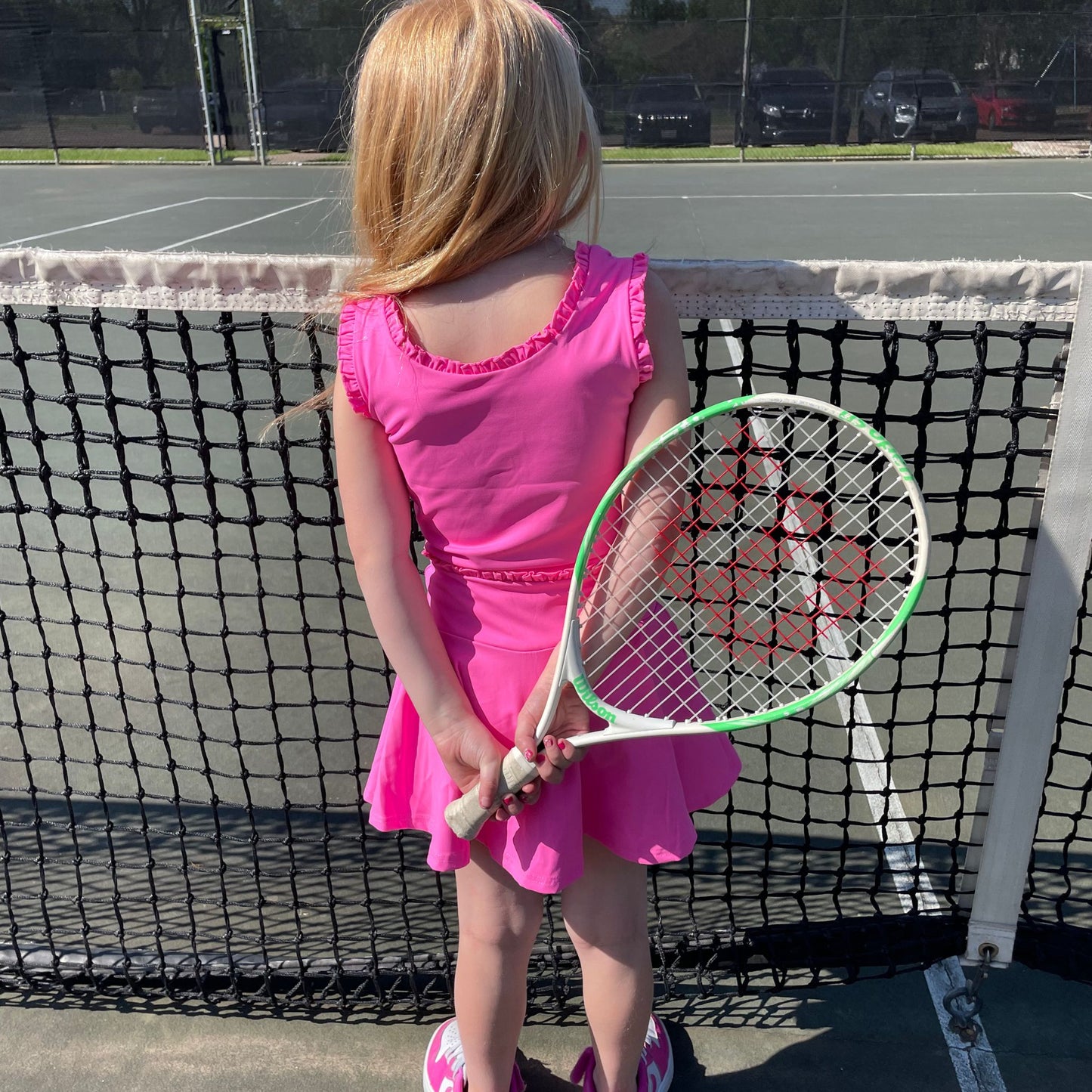 Active Ruffle Set in Palm Pink Neon